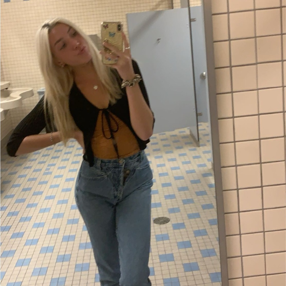 Forever 21 Tie Front Cropped Knitted Cardigan